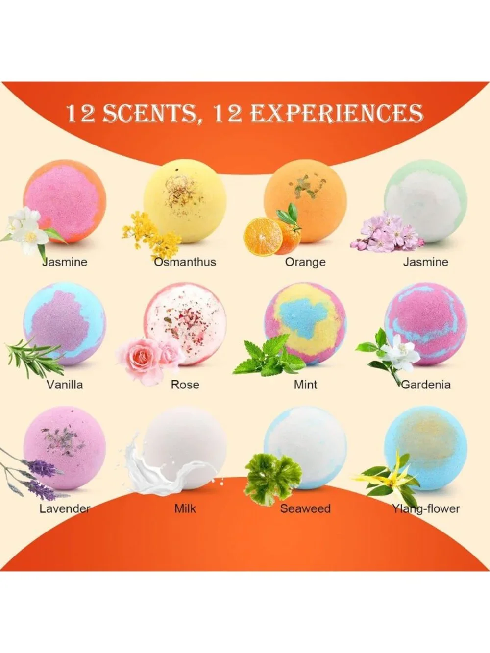 12 PCS Bath Bomb Gift Set - Fizzy Spa Balls with Essential Oils for Relaxation